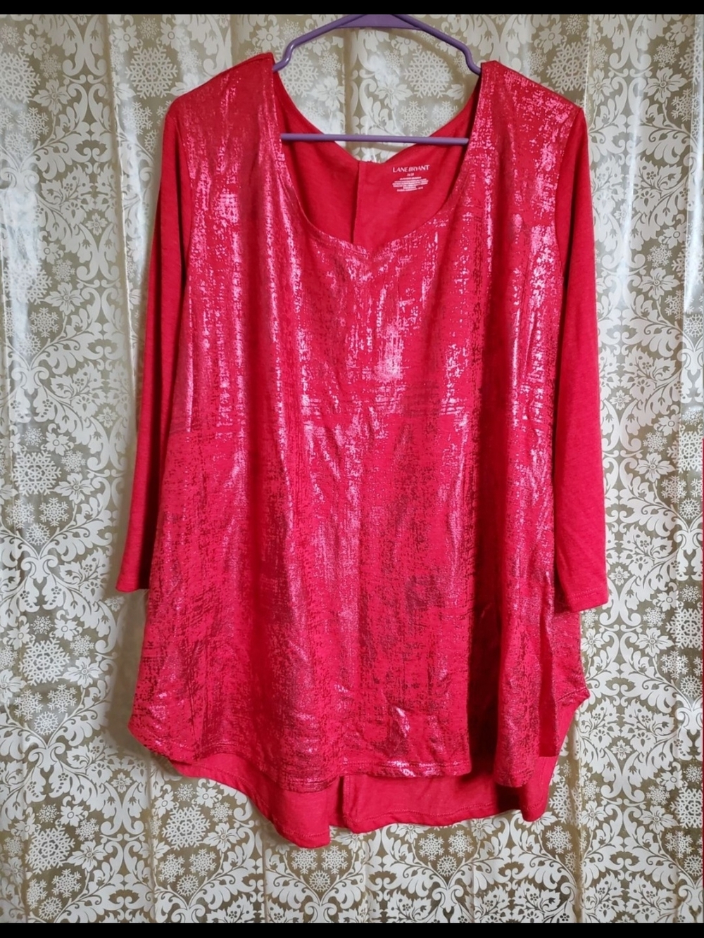 Lane Bryant Shimmering Red Long-Sleeve Tunic